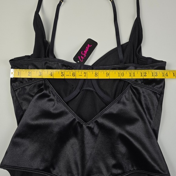 NWT La Senza Women's Satin Underwire Cutout Thong Bodysuit Teddy Black Large - Picture 12 of 14